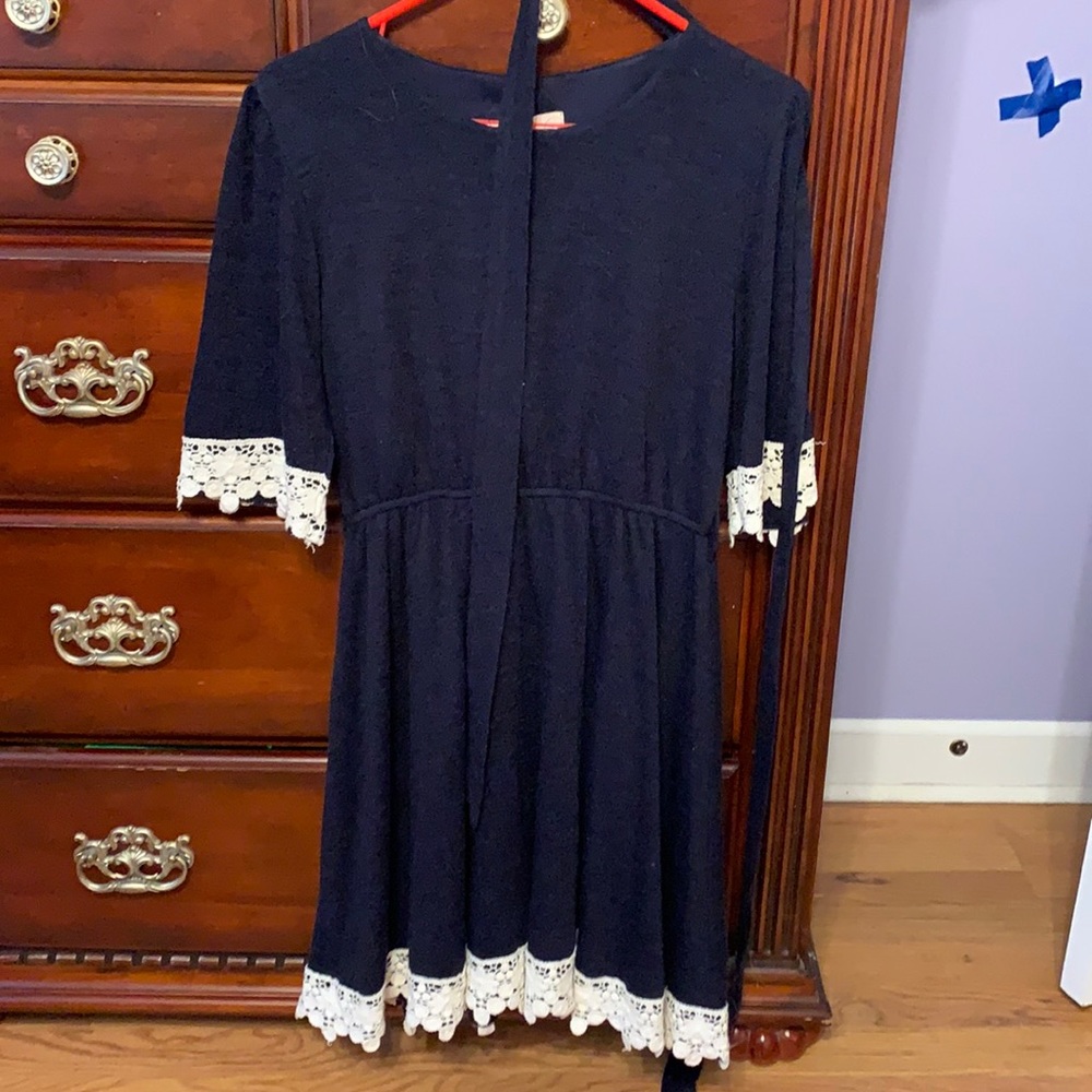 Blue and white dress